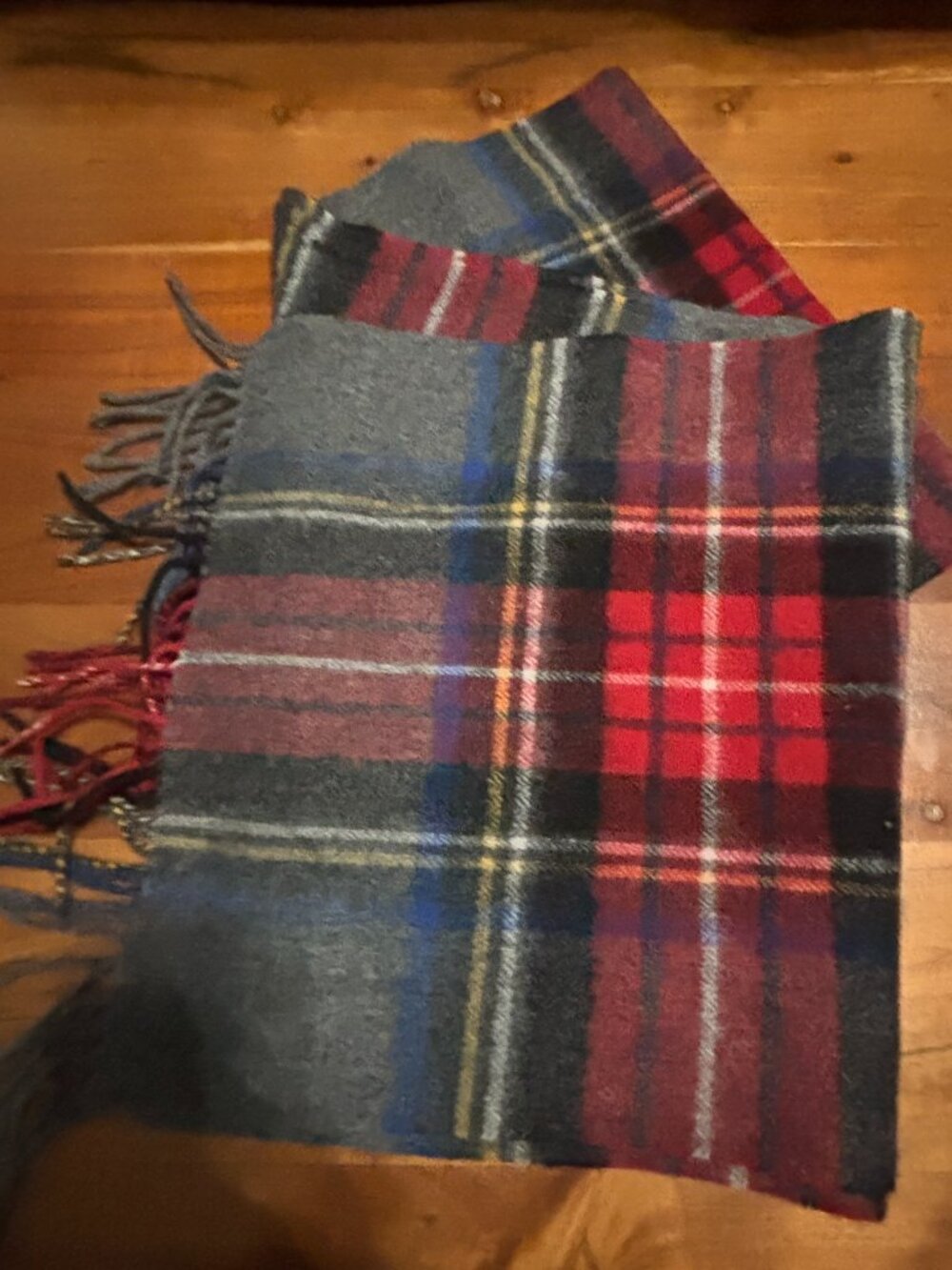 Via Condotti Roma Plaid Flannel Wool Scarf 100% Virgin Wool